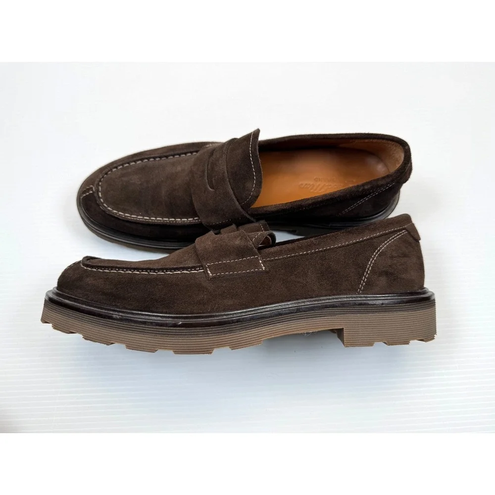 GOOD MAN BRAND Lexington Penny Loafer Mens 8 EUC Leather Suede‎ Slip on Brown